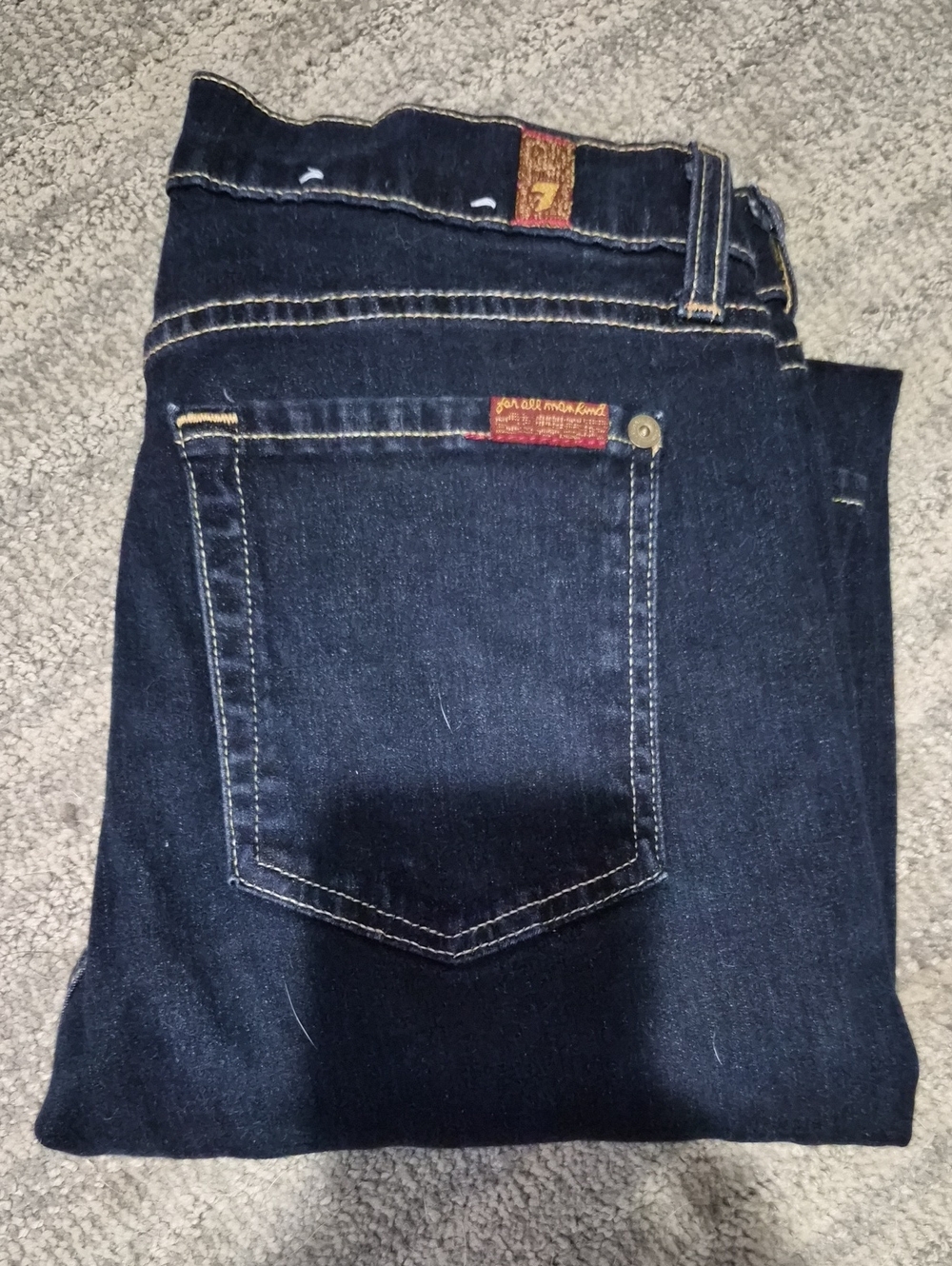 7 For All Mankind Wmns Slim Straight Jeans in Dark Indigo SKINNY style